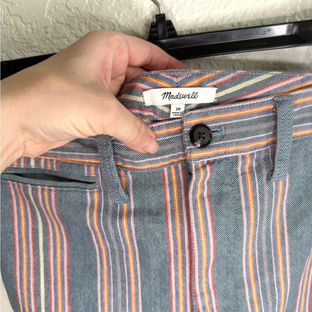 Madewell Emmett Shorts in Rainbow Stripe Striped Blue Pink Red Orange Size 28 - Picture 4 of 5